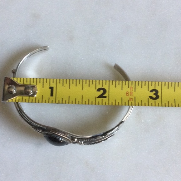 Native American Silver And Black Onyx Cuff Bracelet - Picture 7 of 7